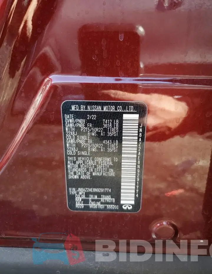 JN8AZ2AE8N9291774 Photo# 14