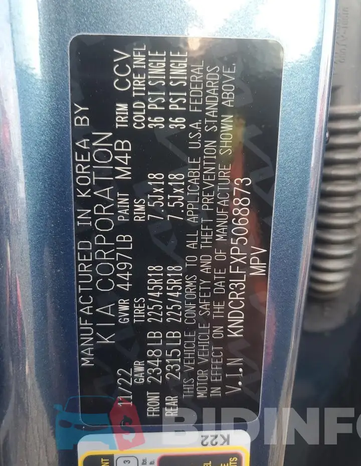 KNDCR3LFXP5068873 Photo# 13