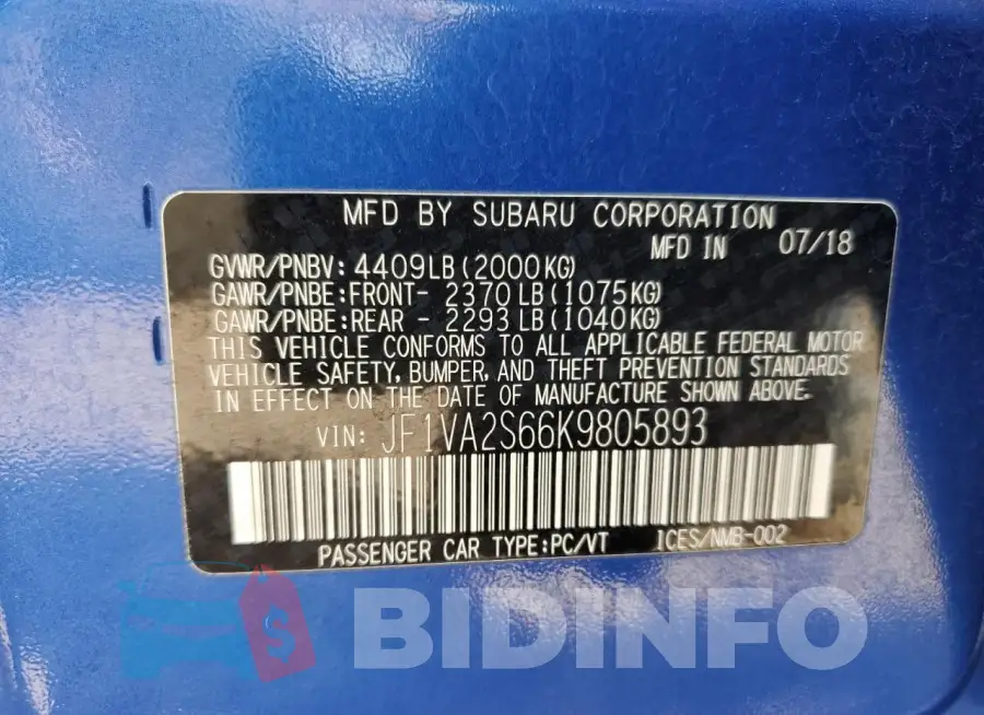 JF1VA2S66K9805893 Photo# 12