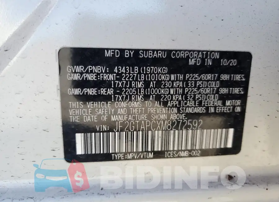 JF2GTAPCXM8272592 Photo# 14
