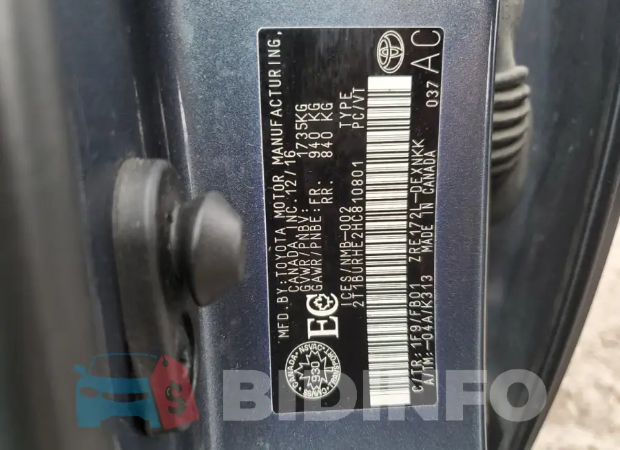 2T1BURHE2HC810801 Photo# 13