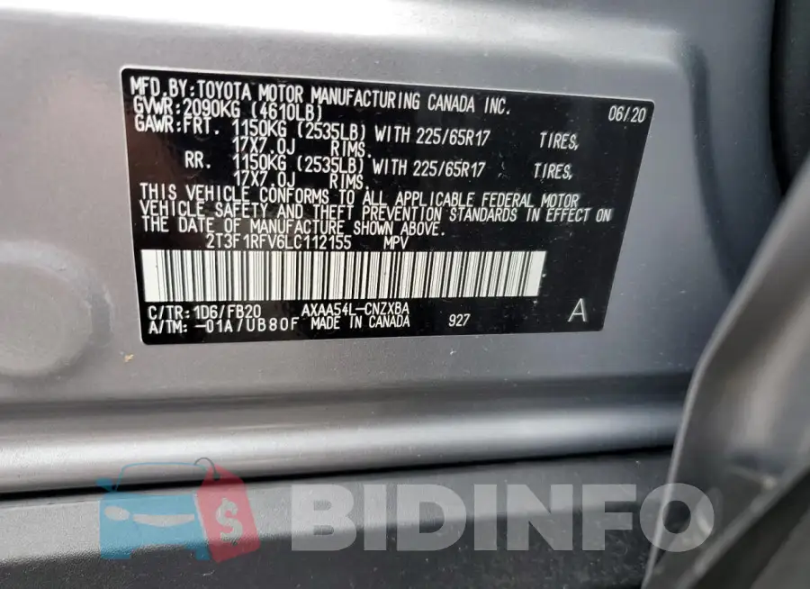 2T3F1RFV6LC112155 Photo# 14