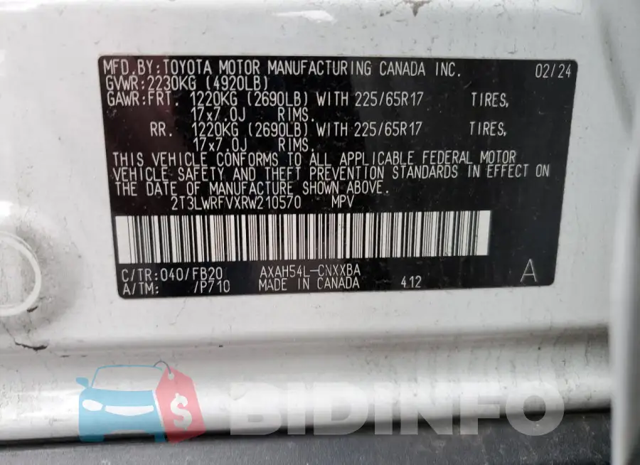 2T3LWRFVXRW210570 Photo# 13