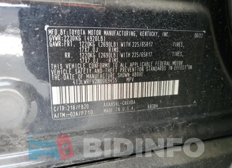 4T3LWRFV2NU069455 Photo# 13