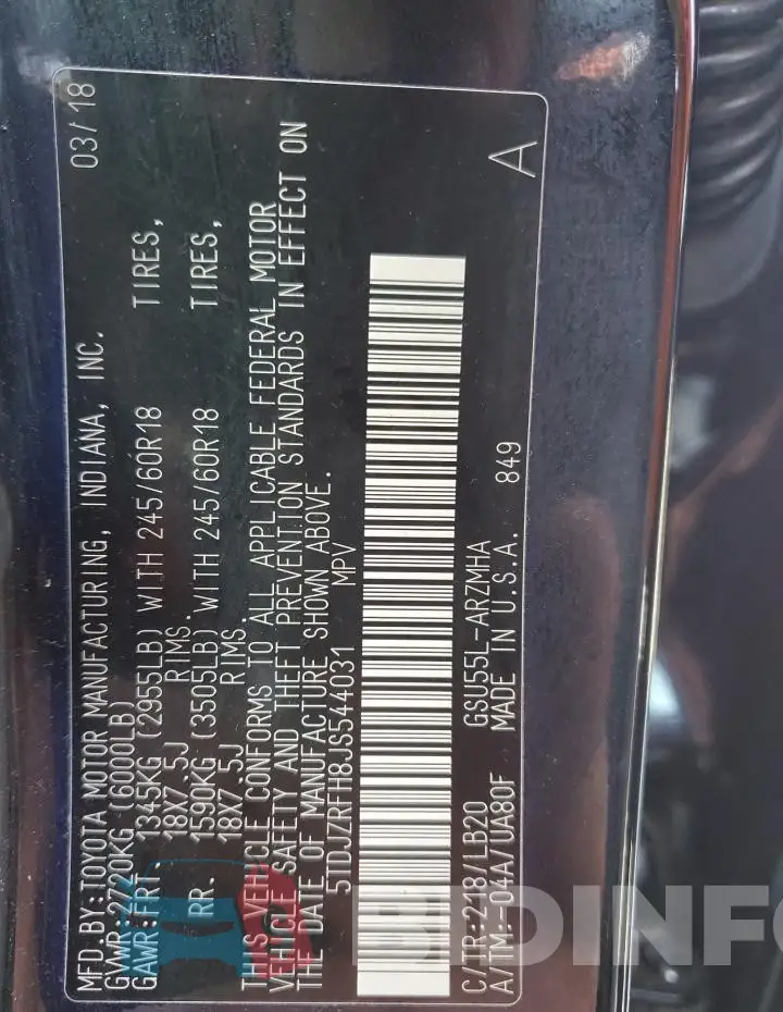 5TDJZRFH8JS544031 Photo# 13