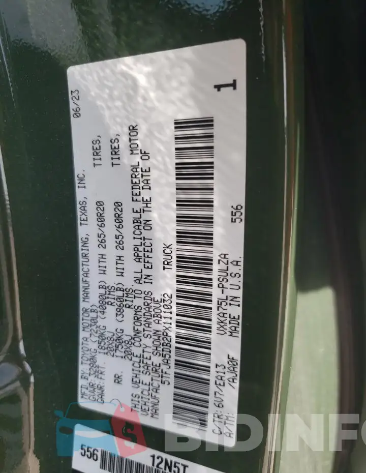 5TFJA5DB2PX111032 Photo# 12