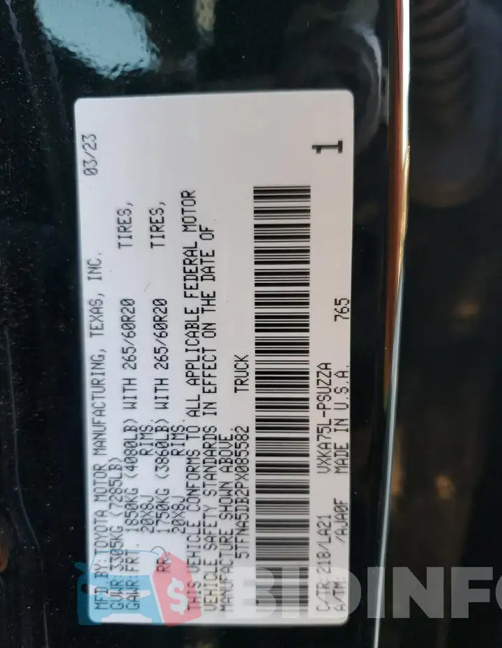 5TFNA5DB2PX085582 Photo# 13