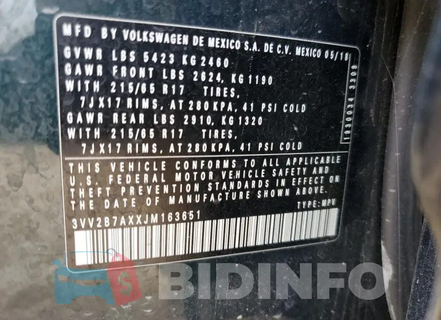 3VV2B7AXXJM163651 Photo# 13