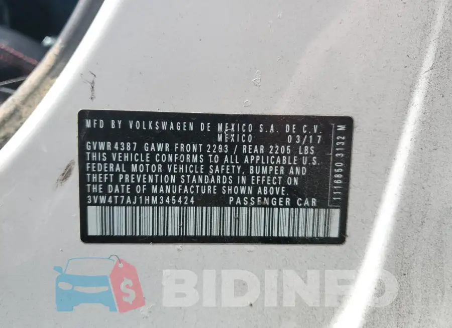 3VW4T7AJ1HM345424 Photo# 12