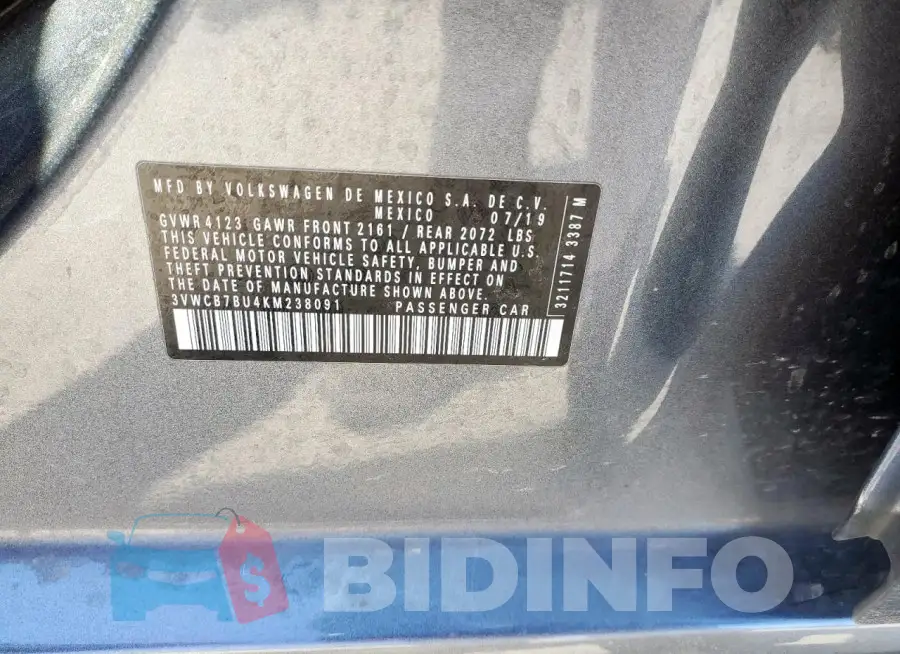 3VWCB7BU4KM238091 Photo# 12