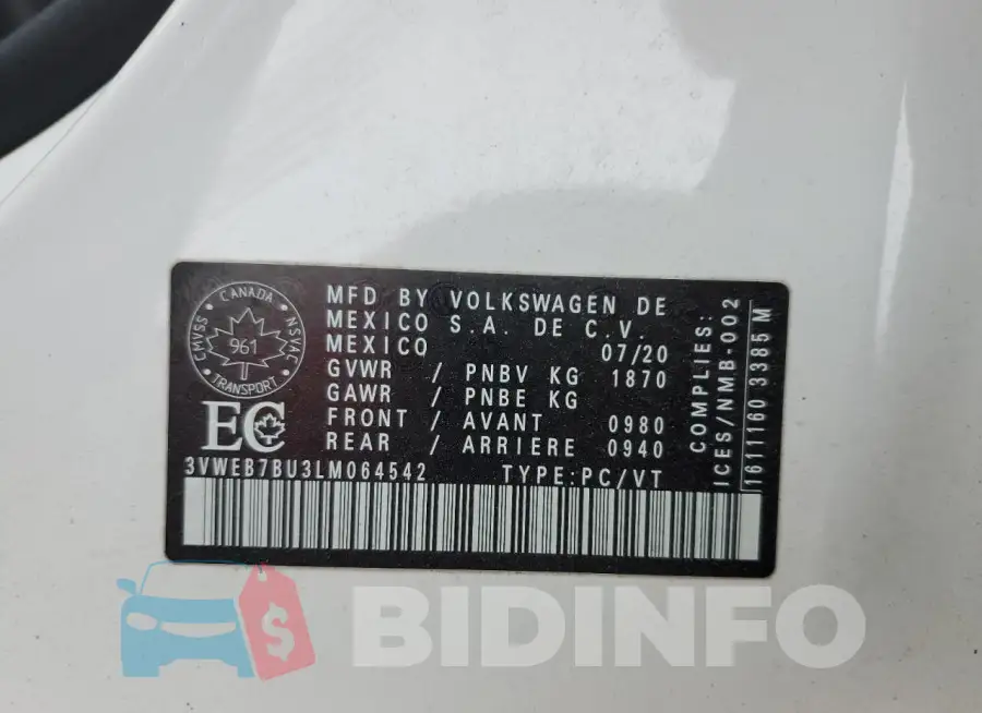 3VWEB7BU3LM064542 Photo# 12