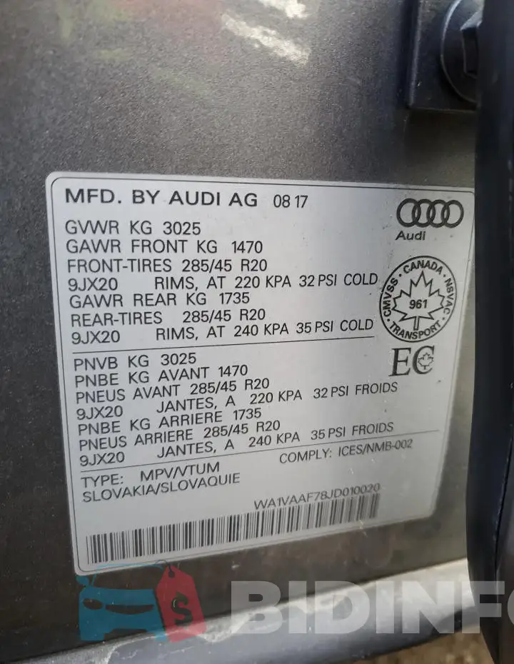 WA1VAAF78JD010020 Photo# 13