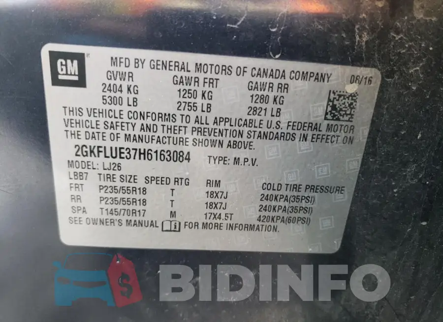 2GKFLUE37H6163084 Photo# 13
