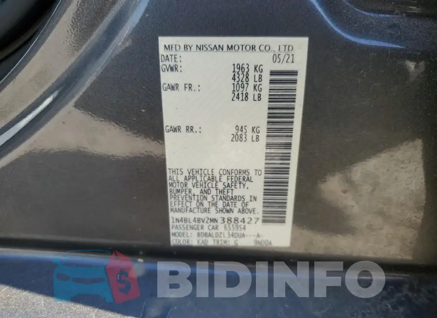 1N4BL4BV2MN388427 Photo# 12