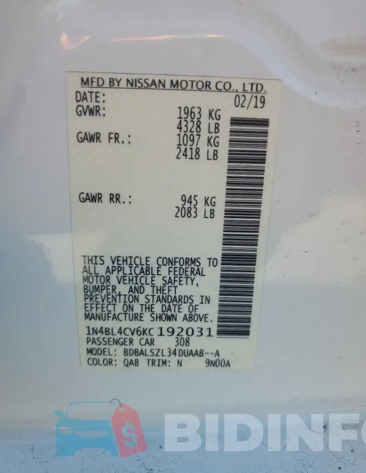 1N4BL4CV6KC192031 Photo# 13