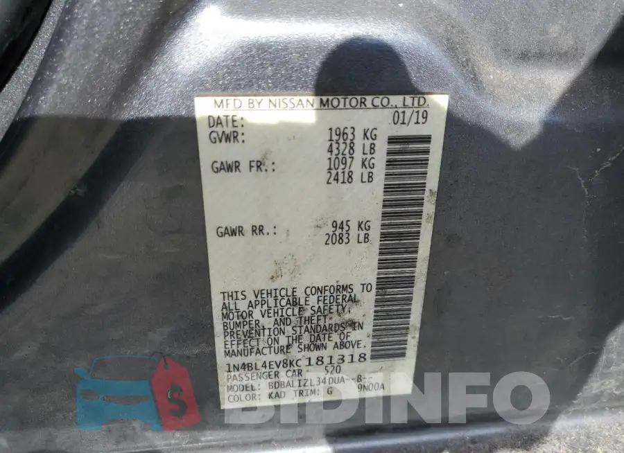 1N4BL4EV8KC181318 Photo# 12