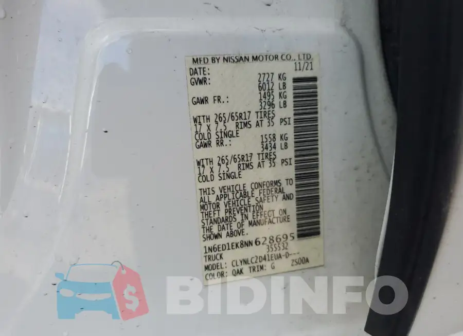 1N6ED1EK8NN628695 Photo# 12