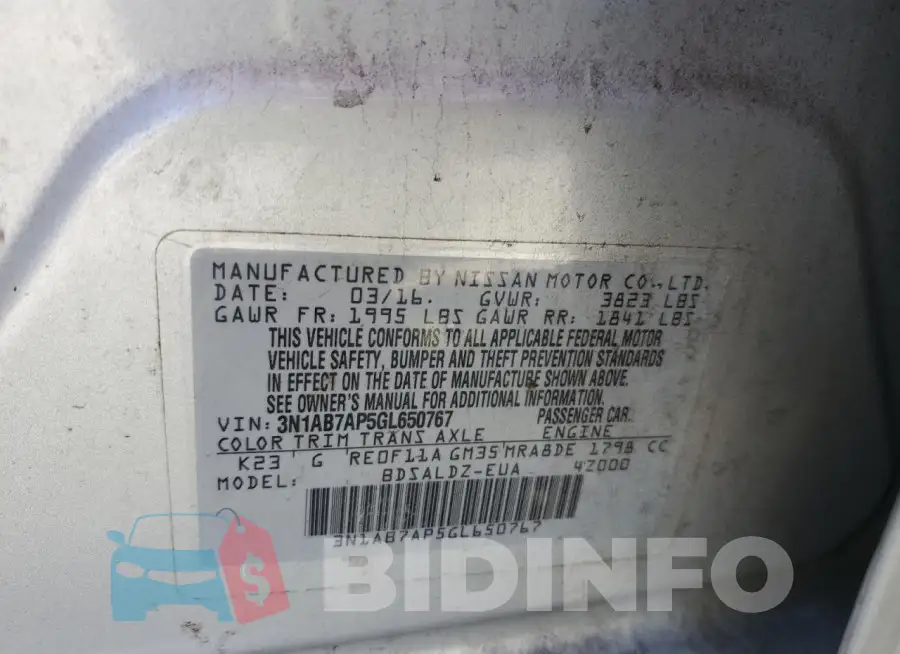 3N1AB7AP5GL650767 Photo# 12