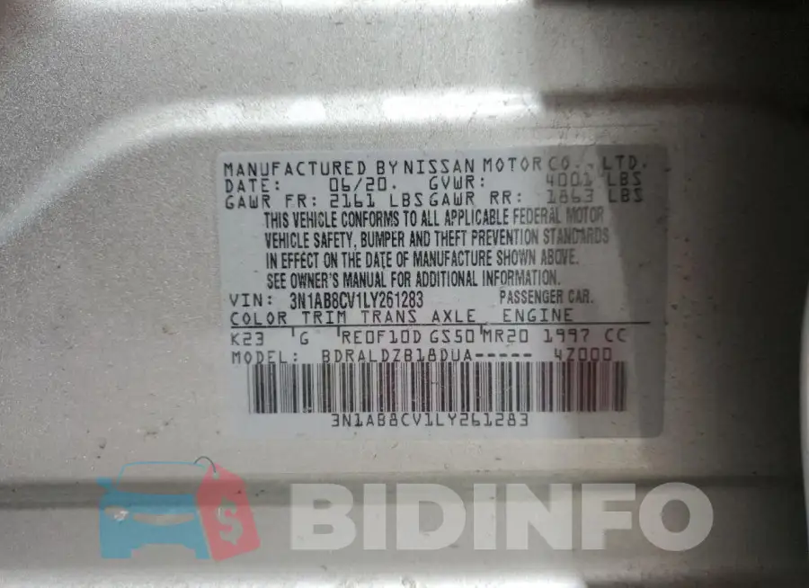 3N1AB8CV1LY261283 Photo# 12