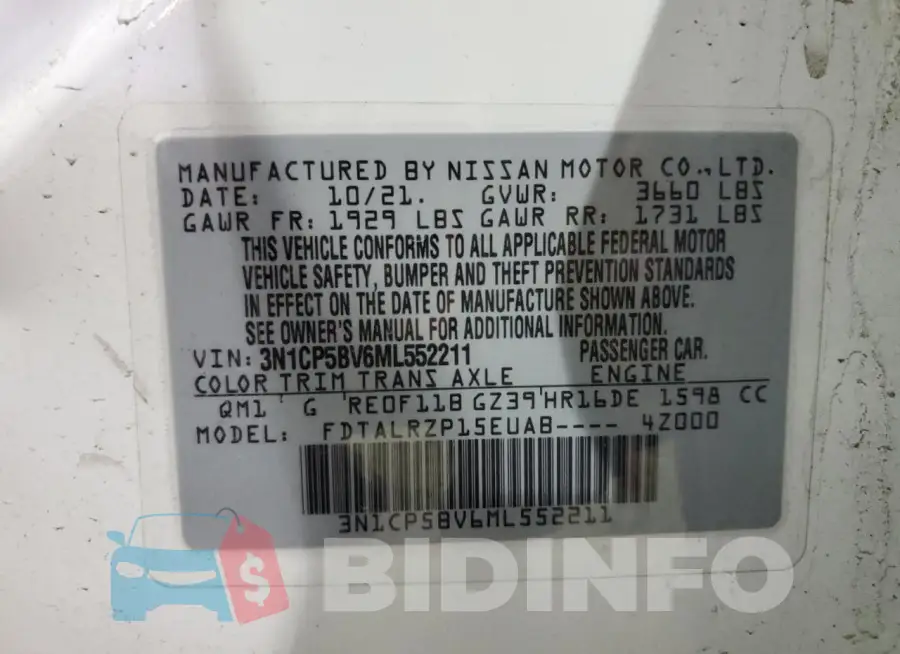 3N1CP5BV6ML552211 Photo# 13