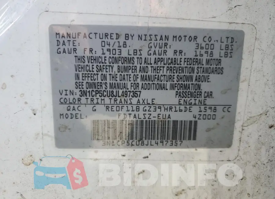 3N1CP5CU8JL497357 Photo# 14