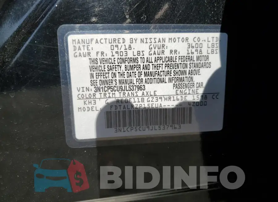 3N1CP5CU9JL537963 Photo# 13