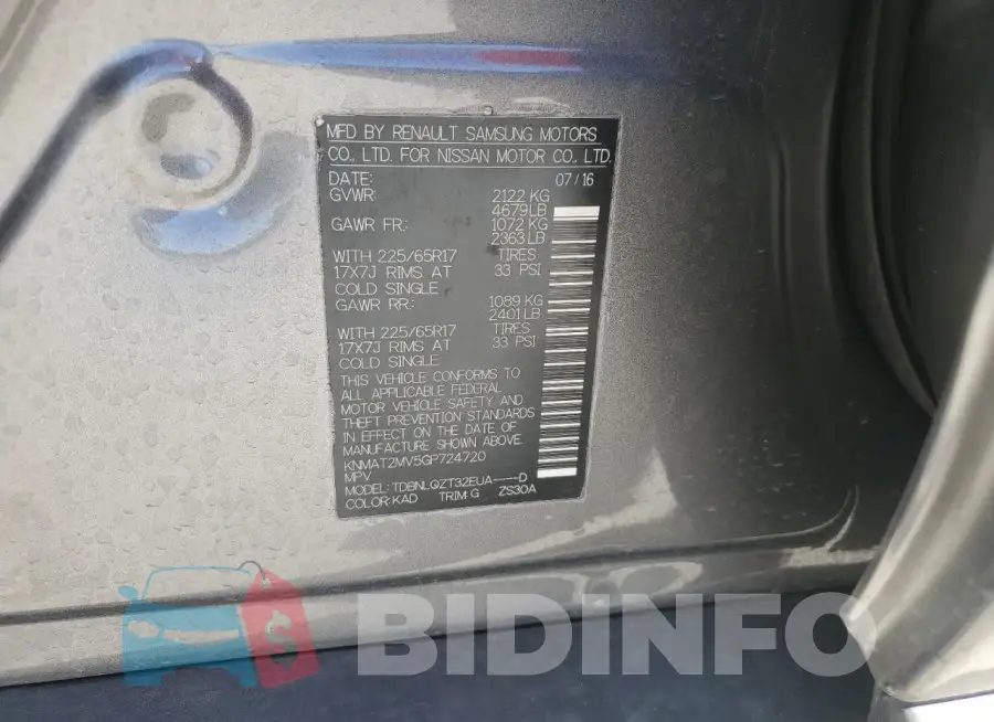 KNMAT2MV5GP724720 Photo# 14