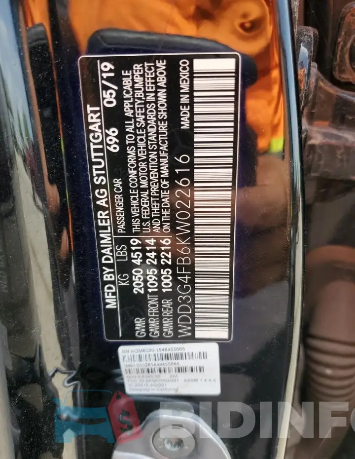 WDD3G4FB6KW022616 Photo# 12