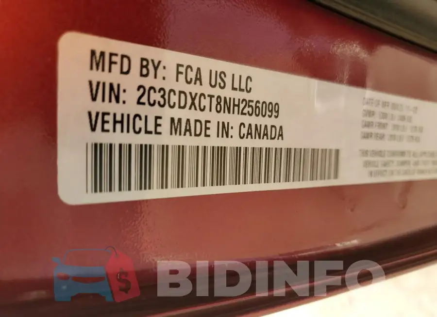 2C3CDXCT8NH256099 Photo# 12