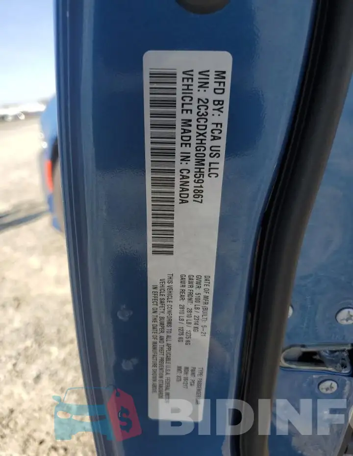 2C3CDXHG0MH591867 Photo# 12