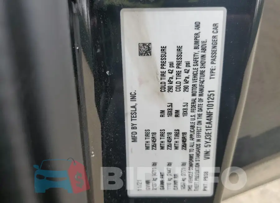 5YJ3E1EA4NF101251 Photo# 13
