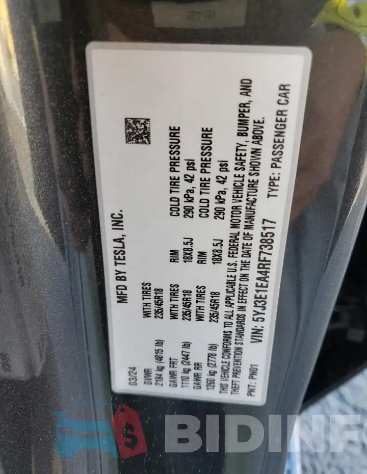 5YJ3E1EA4RF738517 Photo# 12