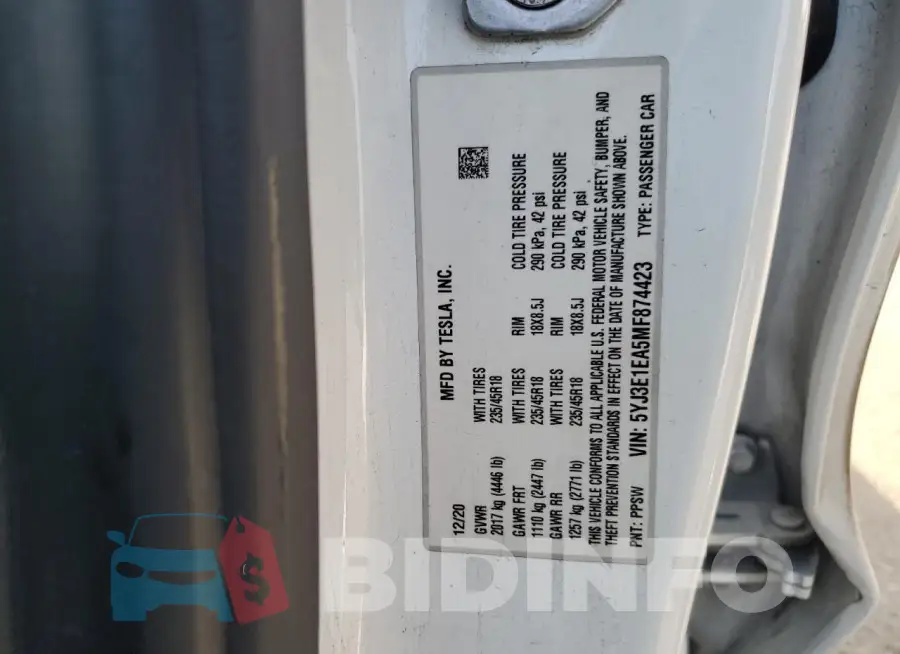 5YJ3E1EA5MF874423 Photo# 12