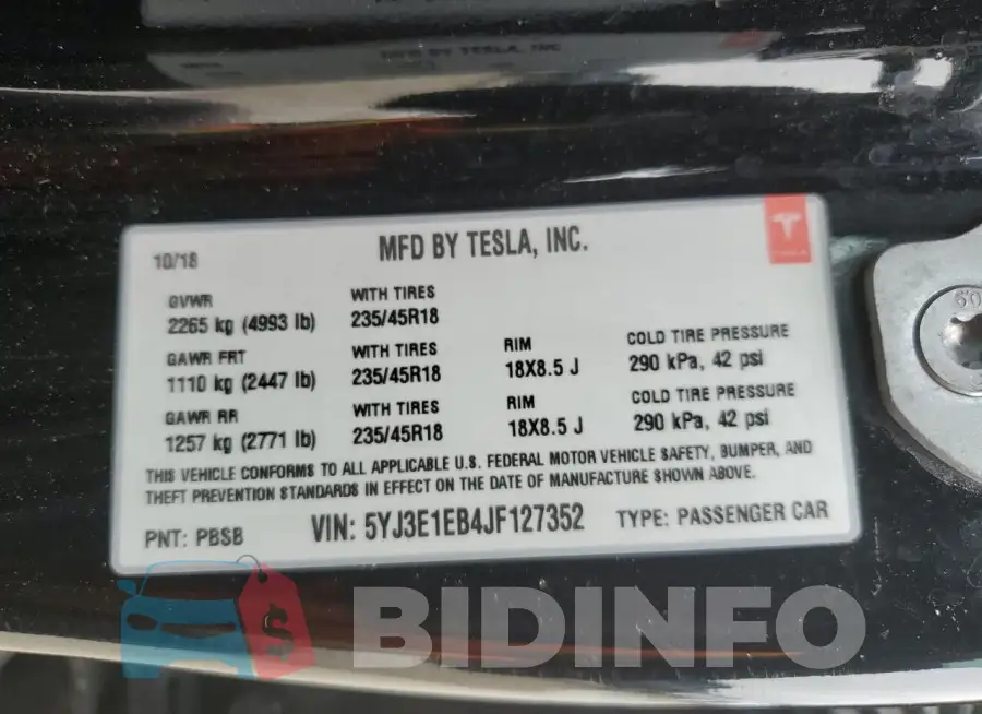 5YJ3E1EB4JF127352 Photo# 12