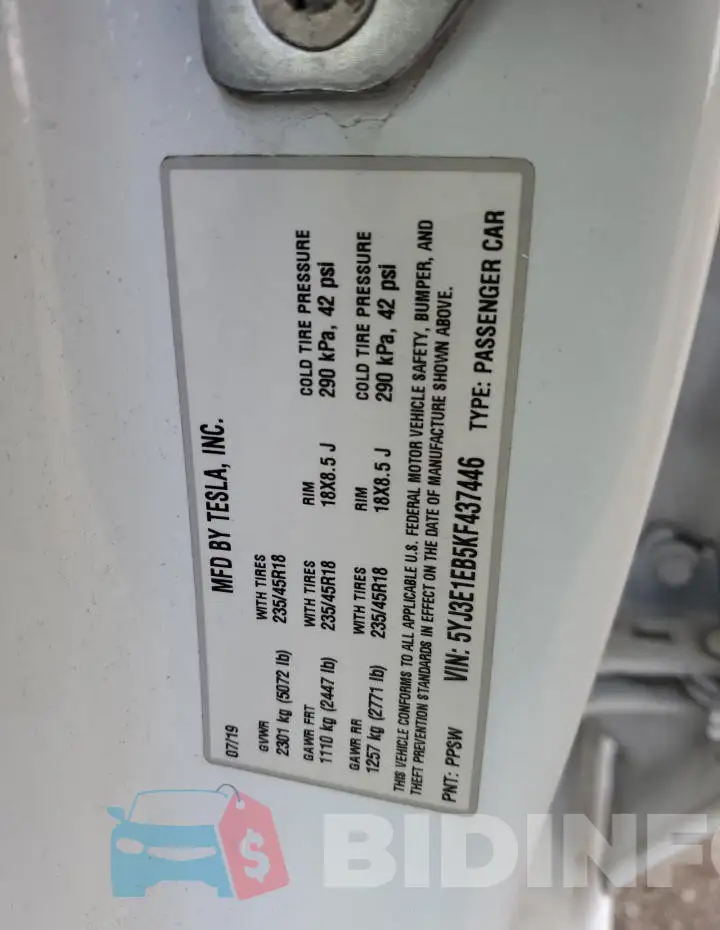 5YJ3E1EB5KF437446 Photo# 12