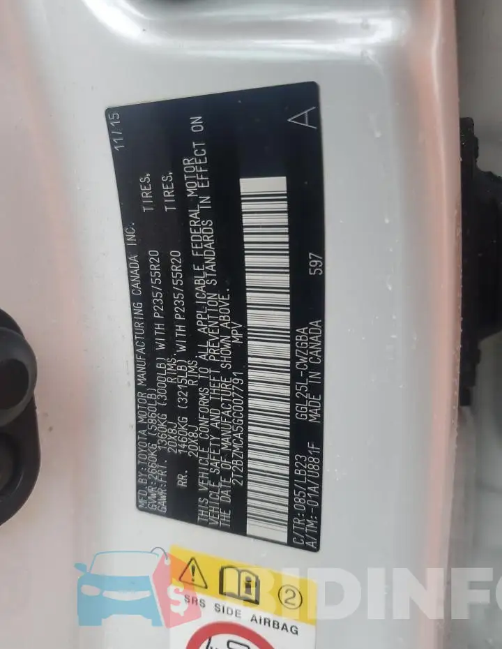 2T2BZMCA5GC007791 Photo# 14