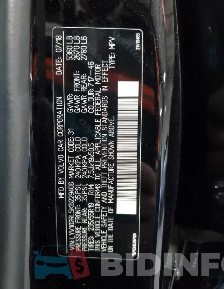 LYV102RL5KB229406 Photo# 14