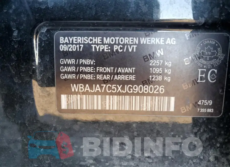 WBAJA7C5XJG908026 Photo# 12