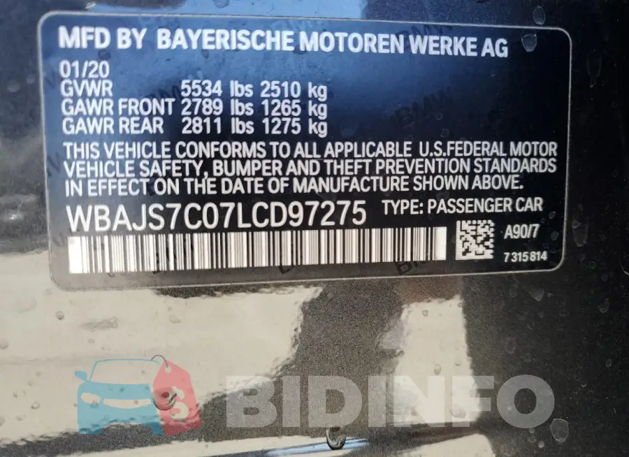 WBAJS7C07LCD97275 Photo# 13