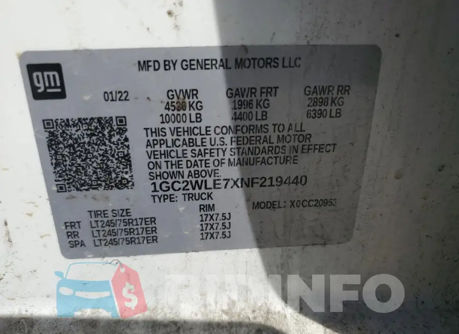 1GC2WLE7XNF219440 Photo# 12