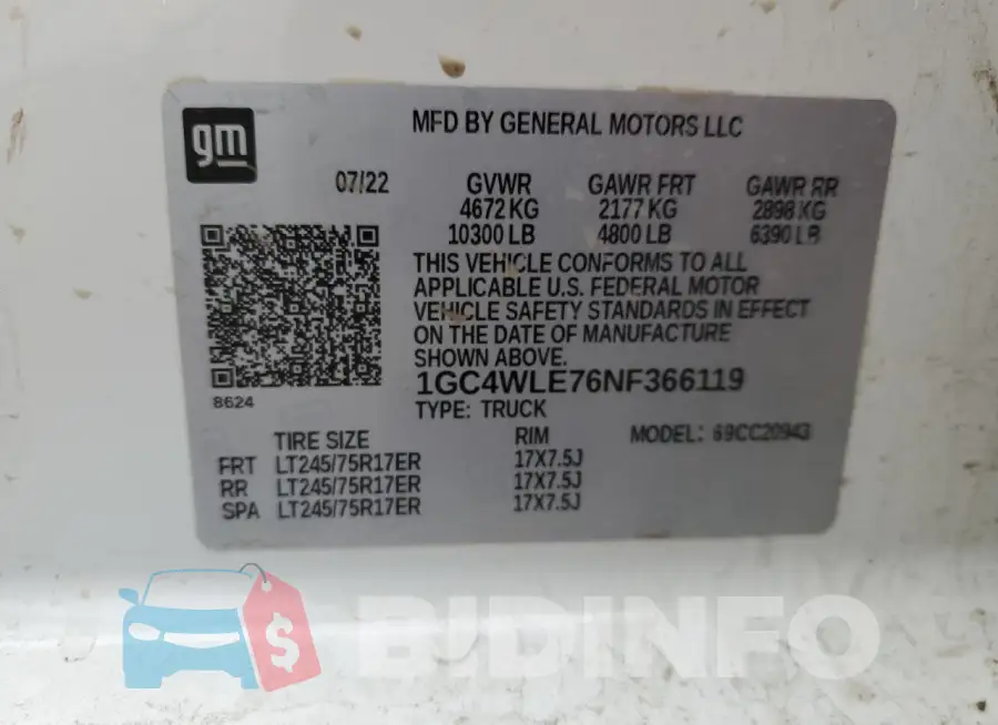 1GC4WLE76NF366119 Photo# 12