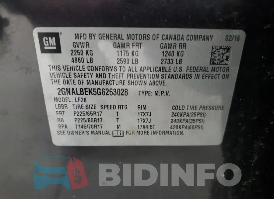 2GNALBEK5G6263028 Photo# 13