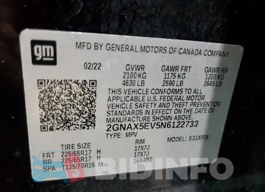 2GNAX5EV5N6122733 Photo# 13