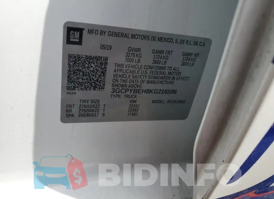 3GCPYBEH8KG216596 Photo# 12