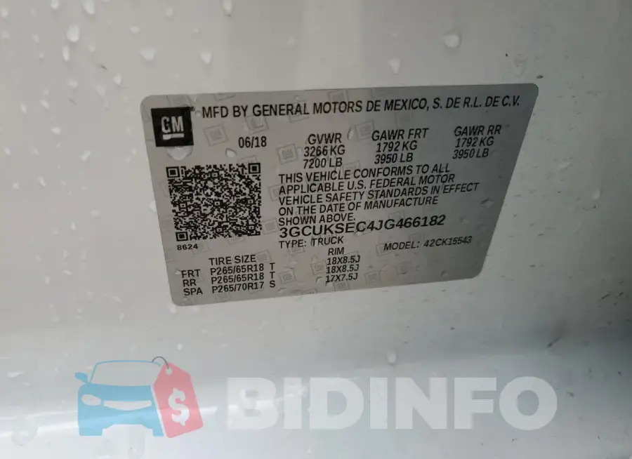 3GCUKSEC4JG466182 Photo# 12