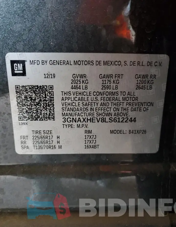 3GNAXHEV8LS612244 Photo# 12