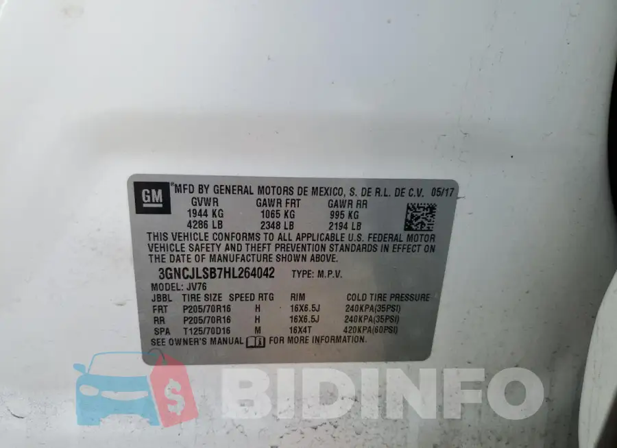 3GNCJLSB7HL264042 Photo# 13