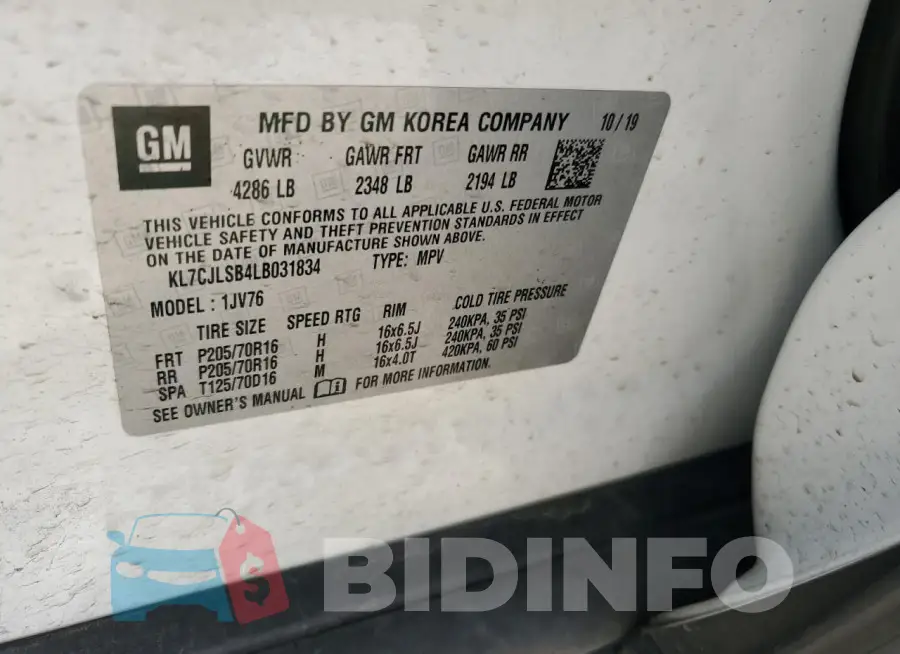 KL7CJLSB4LB031834 Photo# 13