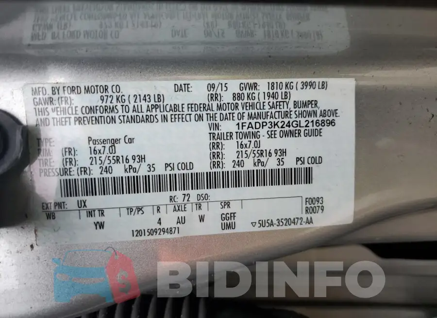 1FADP3K24GL216896 Photo# 13