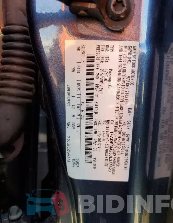 1FADP3M25JL323623 Photo# 12